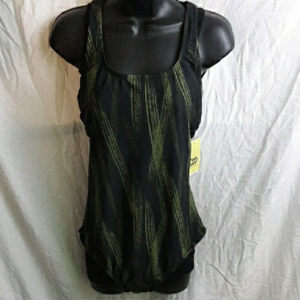 All In Motion Black and Green Women's One Piece Swimsuit